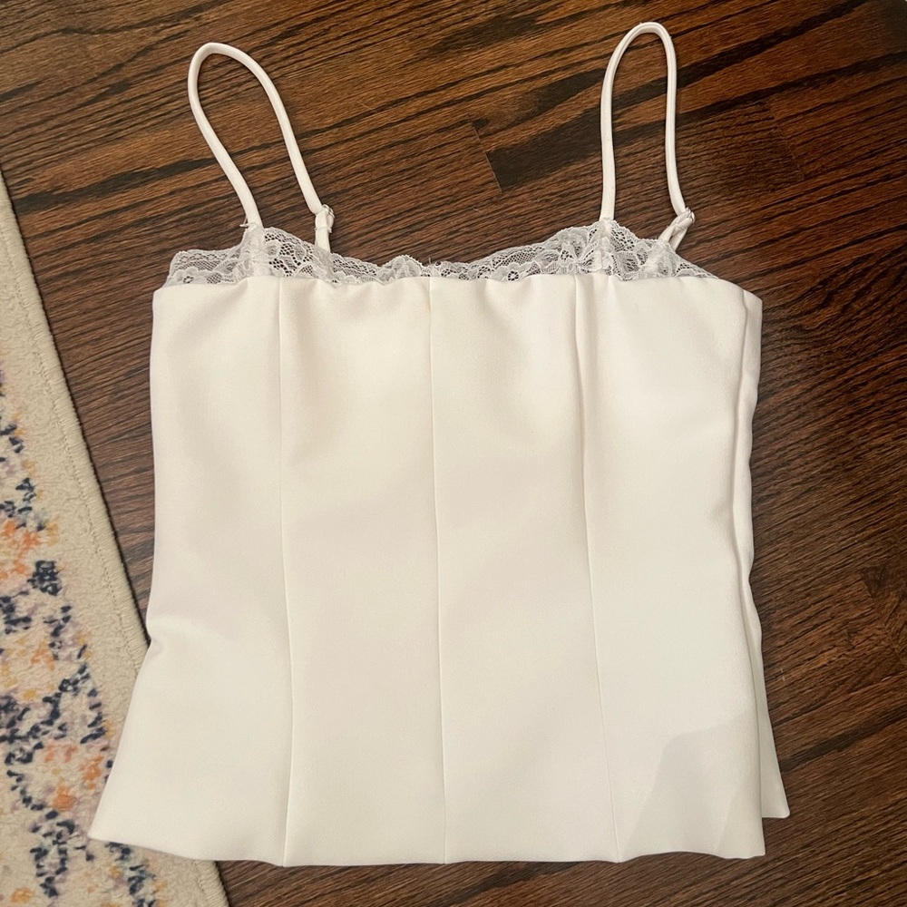 NWT ZARA WHITE CORSET TOP WITH LACE